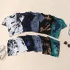 Roupas Conjuntos 2024 Terno de verão Fashion Casual Falding Round Polhover algodão Tie-Dye Plain Sleeved Short Sleeved