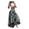 Юбки с высокой талией длинная юбка винтажная ретро-печать макси для женщин в стиле A-Line с широким эластичным поясом лето