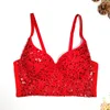 Kvinnors tankar Crop Top Party Nightclub Sequin Glitter Shine Short Women Bustier Fashion Rave Festival Female Corset Bra kläder