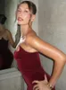 Lässige Kleider VC formelle Party Frauen rot schwarz samtig ärmellose dünne sexy trägerlose lange Cocktailkleider