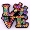 Autistische Zitate Emaille Pins Pflege Autismus Liebe Kinder Brosche Regenbogen -Puzzleteile Revers Abzeichen Schmuck für psychologische Institutionen