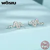 Hengste Ohrringe Wostu 925 Sterling Silber Vintage Schlangenohrsohle Clip Shiny CZ Animal Studs Party Hochzeit Schmuck Punk Geschenk