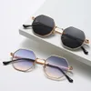 Retro Fashion Octagon Sunglasse Polygon Metal Small Frame Sun Glasses Men Vintage Luxury Brand Design 2024 240425