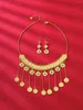 Серьги ожерелья устанавливают Lucky 3 Piece Уникальный стиль тематическая старинная золотая монета и свадебная вечеринка с кисточками для женщин