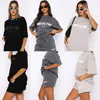 Sports set WF women's letter print 2-piece Fox round neck sports foam short sleeved and shorts hip-hop casual two-piece