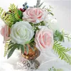 Fleurs décoratives 25pcs / boîte rose artificielle pour la fête de mariage Bridial Bouquet de fleurs décoration de maison fausse fête de la fête des mères