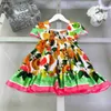 Klassiker Babyrock farbenfrohe Blumen überall über Prinzessin Kleidgröße 90-160 cm Kinder Designer Kleidung Sommermädchen Partydress 24APRIL