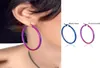 Hoop Huggie Fashion Boucles d'oreilles violettes bleues exagérées Géométrique Bohemian Bohemian Boulages d'oreille de cercle Ring