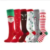 Women Socks 3 Pairs Christmas Compression Men Snowman Elk Santa Tree Xmas Pattern Compress Knee-high Stocks