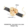 Armreifen 2024 Dicke goldene Farblegierung Großes Blumen -Lederarmband Halskette für Frauen Mädchen übertrieben Retro trendy Schmuckgeschenke