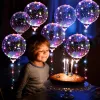 10pcs Neujahr klares LED -Leuchte Boboballons Luminous Bubble Ballon mit leichter Schnur und Sticks für Hochzeitsfeier Dekor D5.0