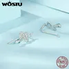 Hengste Ohrringe Wostu 925 Sterling Silber Vintage Schlangenohrsohle Clip Shiny CZ Animal Studs Party Hochzeit Schmuck Punk Geschenk