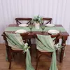 12 PCs 17x275cm Green Chiffon Chair Sashes Hochzeitsabdeckungen Ribbon Party Gang Decor 240430