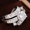 Wedding Rings Huitan Noble For Women Luxury Paved Brilliant Cubic Zirconia Modern Fashion Bands Accessories 2024 Jewelry