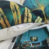 Copri di tiro quadrati di cuscino da 4 foglie verdi e oro divano in lino S 45 cm x