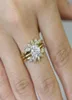 Unique Leaf Design 18K Rose Gold And Silver White Sapphire Diamond Wedding Engagement Ring Set Size 512276Y4333264