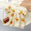 Mädchen Sommerprinzessin Kleid atmungsaktives Kleidungsstück Kleid Dame süße Blumen -Vestidos Kinderkleidung Baby Kinder Kleidung 240423
