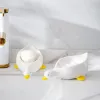 Gerichte süße gelbe Entenform Seifenkiste Cartoon Seifenschale Abflussbare Seifenhalter Seifenbehälter Seifenschale für Tablett Badezimmerzubehör