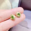 Bolzenohrringe natürliche echte grüne Diopside -Ohrring -Blumenstil 4 5mm 0,5ct 2pcs Edelstein 925 Sterling Silber Fine Schmuck L24553