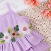 Clothing Sets 2024 Summer Girls Ruffles Edge Lace Embroidery Suspender Top Flared Trousers 2 Pcs Casual Kids Clothes Age 3-7T