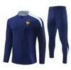 2024 2025 Französischer Trainingsanzug Soccer Trikot Benzema Mbappe Equipe de Full Sets Kids Men 23/24 Paris Fußballtraining Anzug Hälfte Pull Long Sleeve Chandal Futbol