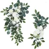 Decoratieve bloemen Witte bruiloft Boog Kit Kunstmatige bloem swag roze bloemen slingerslander arrangement Receptie achtergrond decora