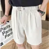Erkek Şort 2024 Kore tarzı tasarım Erkekler Yüksek Bel Yaz Kısa Takım Pantolon Giyim Düz-Boyu Düzenli İnce Fit
