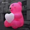 Groothandel schattige roze advertenties opblaasbare beren cartoon dierenmascotte ballon met een groot hart voor buitenshow