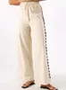 Ruffle Sling Top Two Piece Set Women Elegant Stripe Sleeveless Wide Leg Pants Female Suit 2024 Summer High Waist Lady Suits 240419