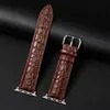 Bands de montée Crocodile Match Design Calfskin Leather Band For8 / 7/6/5/4/3 / SE / Ultra I Strap 38/40/41/42/44/45/49mm H240504