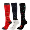 Women Socks 3 Pairs Christmas Compression Men Snowman Elk Santa Tree Xmas Pattern Compress Knee-high Stocks