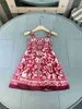 Mode Baby Rock Schlinge Design Prinzessin Kleid Größe 100-150 cm Kinder Designer Kleidung Sommer Rot gemustert Druckmädchen Partydress 24APRIL