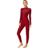 Wear Wear Womens Sparkly strassons Leotard Jumps Suit Dance Mesh Patchwork Body à manches longues pour patinage de patinage artistique Performance