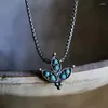 Kolye Kolyeler Vintage Üç Yaprak Çift Katmanlı Kolye Bohemia Turquoises Stone 2024 Yaz Moda Basit Kadınlar Kolye Takı