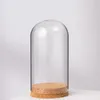 Bouteilles Cloche Jar avec affichage de dôme en verre de base en bois pour la maison Desktop Decorative