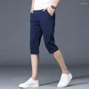 Herren Shorts 2024 Casual Koreanische Version Trendy Ice Silk Capris Hosen lose geradlinige Hosen Western