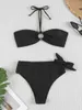 Frauen Badebekleidung 2024 Halter String Ring Link Bikini sexy Badeanzug Frauen bedruckte weibliche Badegäste baden Schwimmbadanzug Strandkleidung