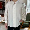 メンズカジュアルシャツのインカントップ2024韓国スタイルメンズソリッドスタンドカラーデザインシンプルなストリートウェア長袖ブラウスS-5XL