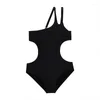 Frauen Badebekleidung schwarz ein Stück Badeanzug Frauen 2024 Koreaner Trikini Bodyuit Monokini Sexy Schulter Beach tragen Badeanzug xl