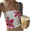 Tanques femininos sexy feminino com estampa de flor sem alças tampa de tubo de colheita y2k saindo embrulhado top slim fit sleesess cami camisetas