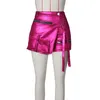 Short féminin Sexy Pu mini jupe de cargaison avec poches Femme Femme Bodycon Casual Sleed Streetwear Clothes Bottoms