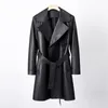 Women's Leather Lady äkta långa jackor 2024 Spring Autumn Sheepskin Coat Design Trench