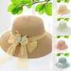Breite Krempeln Hüte Sommerstroh für Frauen Mädchen atmungsaktuelle Sonnenschale Kappe Spitze Bugknot Ribbon Soild Color Ladies Panama Caps