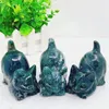 Dekorative Figuren natürliches Moos -Achatkätzchen mit schmollenden bucarving heilenden Fengshui Meditation Mineral Edelsteinfahrzeug 1pcs