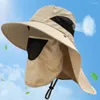 Berets Sommersonne Hut UV Schutz Outdoor Jagd Fischerei Kappe für Männer Frauen Wandern Camping Visor Eimer Hat Halsklappenfischer Fischer