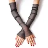 Rękawy rękawe rękawe letnia moda dama gazy ochrony słońca w cienkie palce ramiona ciepłe rękawiczki oddychające dżenne rękawiczki Q2404301