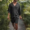 Men's Shorts 2024 Europe And The United States Short Sleeve Cotton Linen Loose Leisure Suit Holiday Wear