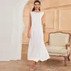 Roupas étnicas Vestido interno branco Ramadã Islâmico para mulheres Dubai abaya peru muçulmano árabe manto básico musulmane femme vestidos