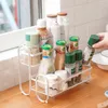 Kitchen Storage Metal Spice Rack Seasoning Bottles Holder 2 Tier Condiment Pot Organizer Shelf Tableware Draining Kitchenware