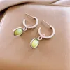 Orecchini a cerchio Colore verde Oval Rinestone Set Sweet Partysu Fashion Trend in niche Silver Aghle Gioielli per le donne